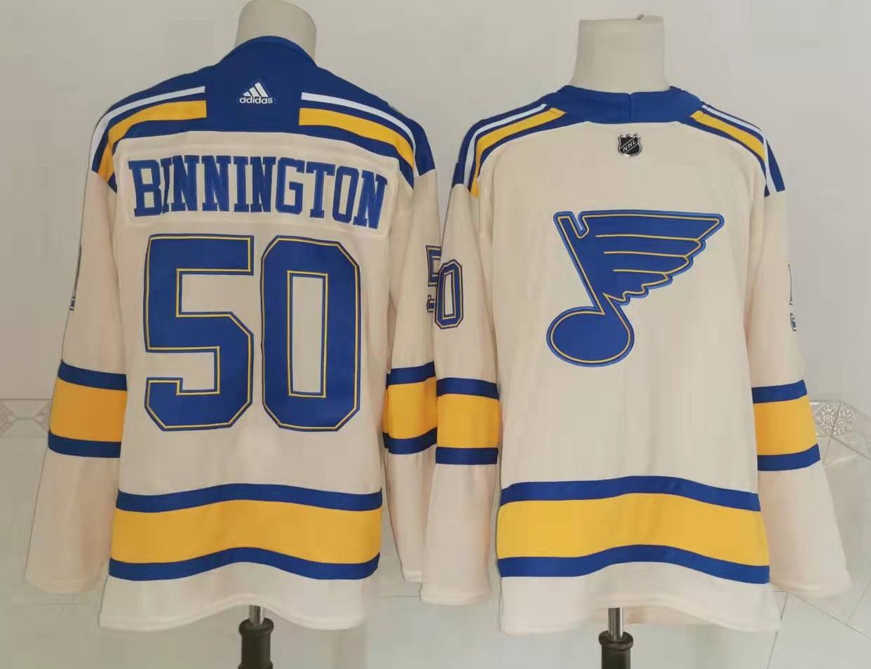 Men St.Louis Blues #50 Binnington Cream Classic Edition 2022 Adidas NHL Jersey
